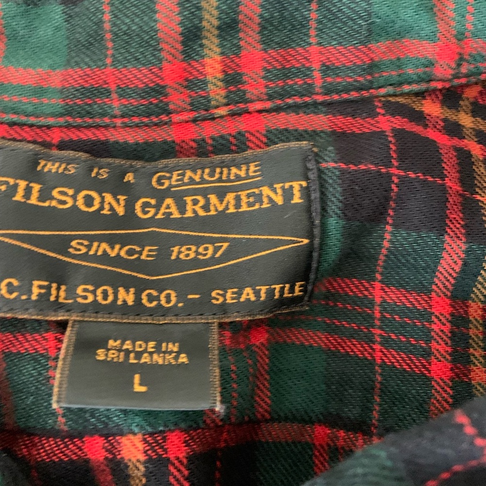 Filson Red and Green Plaid Casual Shirt - Picture 2 of 2